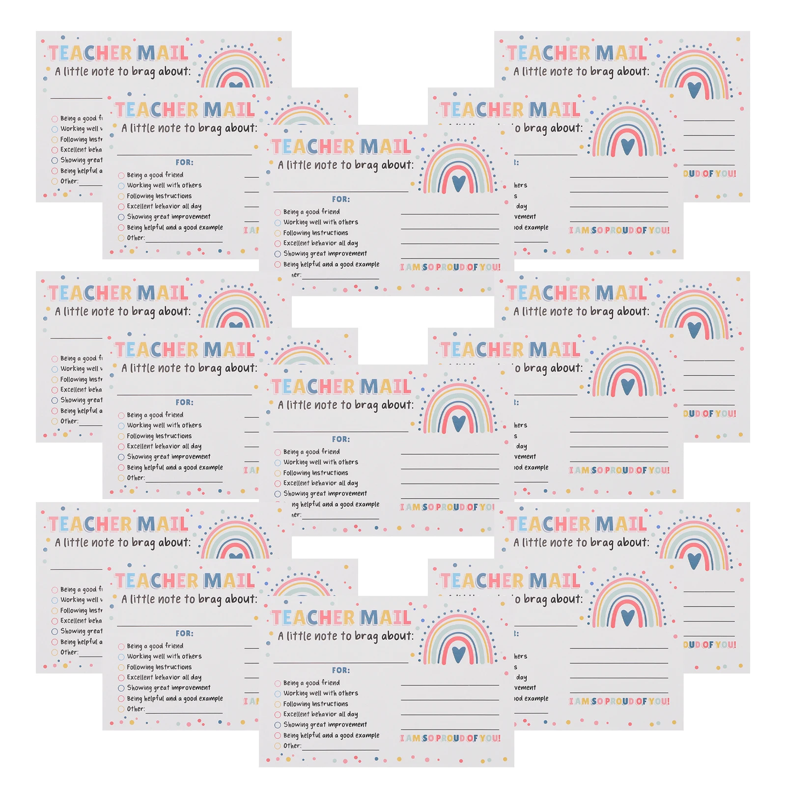 

Rainbow Cards Incentive Notes for Kids Teacher Supplies Student Rewards Communication Tools Classrooms