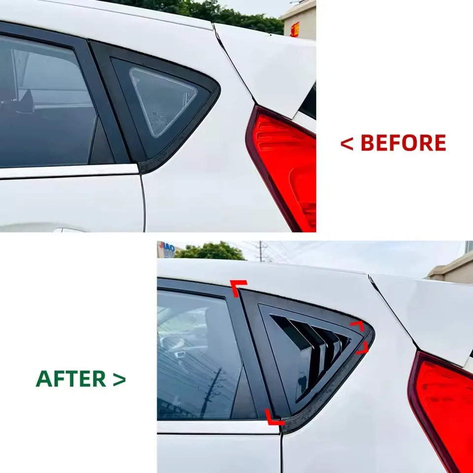 Rear Side Window Louvers Triangle Shutter Decoration Cover Sticker Vent Blinds For Fiesta MK7 7.5 2008-2017 Auto Accessories