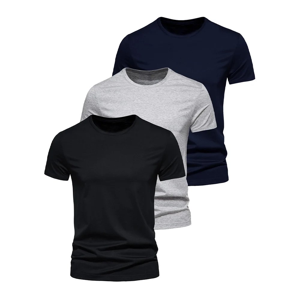 3Pcs Men T-shirt O-neck Fashion Design Slim Fit Soild T-shirts Male Tops Tees Short Sleeve T Shirt For Men