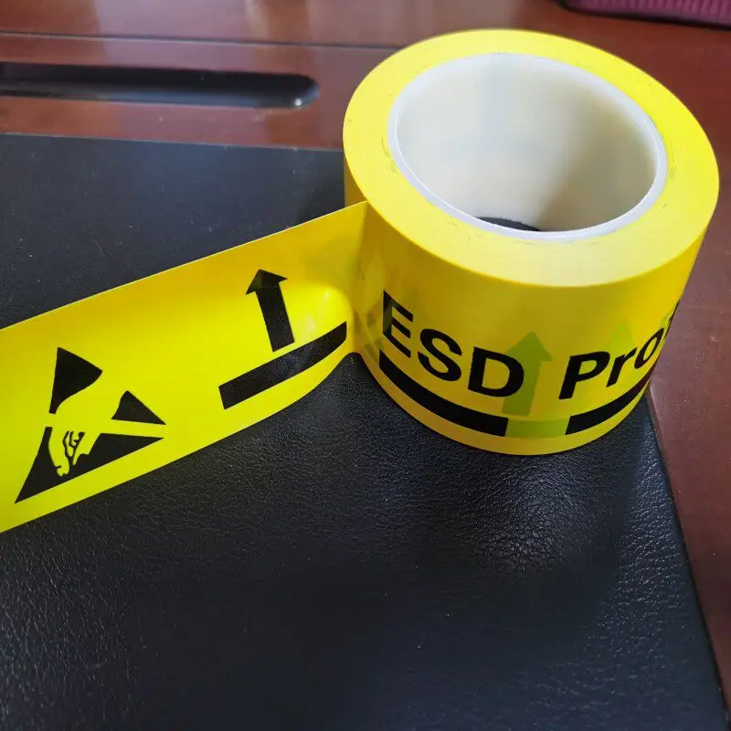 Adhesive Tape with English Text Esd Fully English Anti-Static Protection Zone Warning Tape Pvc Floor Marking Tape Width 50Mm【Width 50Mm*Length 33m】【Adhesive Core】English Version】