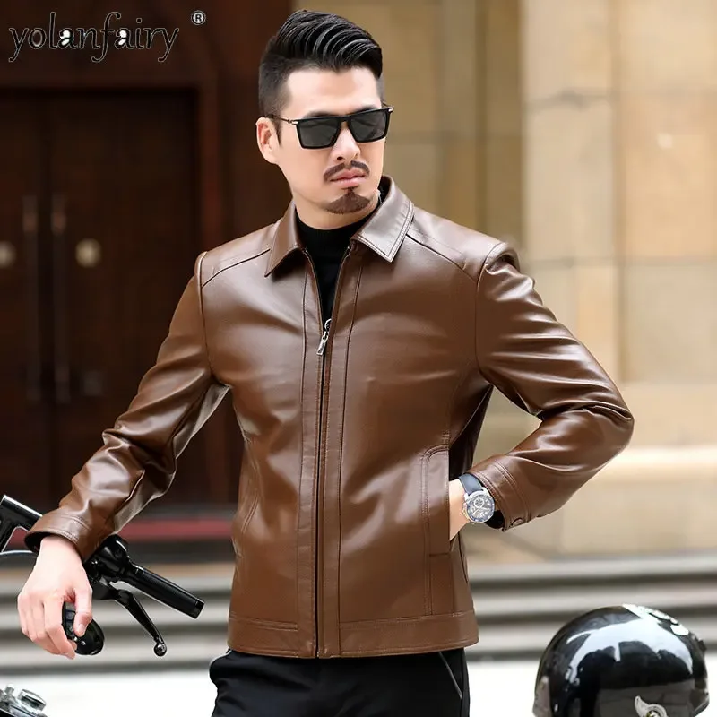 

Men's Leather Jacket Men New Autumn Winter Leather Clothes Business Casual Plush Fur Coat Male PU Leather Coats Ropa Hombre FCY