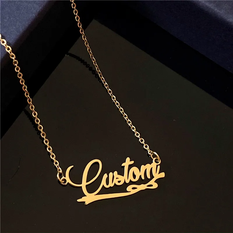 New Custom Name Necklaces Personalized Fashion Stainless Steel Bottom Decoration Pendant Heart Letter for Women Jewelry