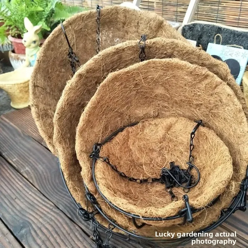 Coconut Palm Hanging Basket, Natural Hanging Basket for Garden, Eco-Friendly Hanging Coconut Shell Planter, Floral Garden Pot