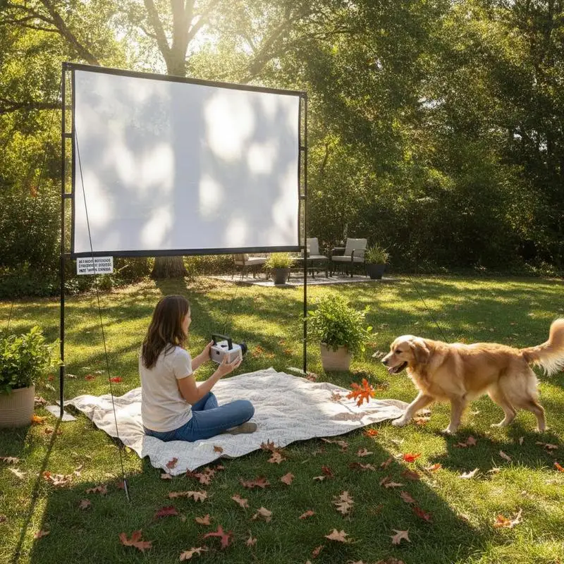 Projektionsleinwand mit Stativ 84 Zoll 4:3 Format, mobile Beamer-Leinwand für Heimkino, Büro, Präsentationen und Schulungen, faltbares Design mit stabiler Konstruktion, ideal für Heimkino,