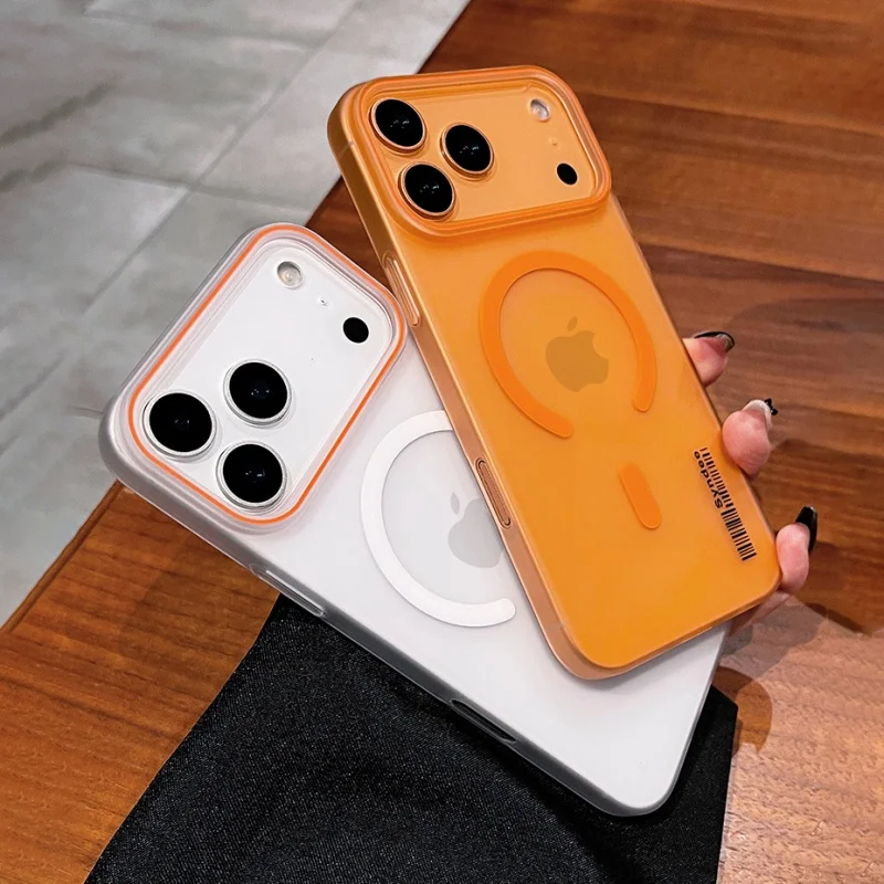 حافظة هاتف شفافة مغناطيسية غير لامعة لهاتف آيفون 12 13 14 15 Plus 16 17 Pro Max Air رفيعة للغاية مقاومة للصدمات غطاء كمبيوتر صلب