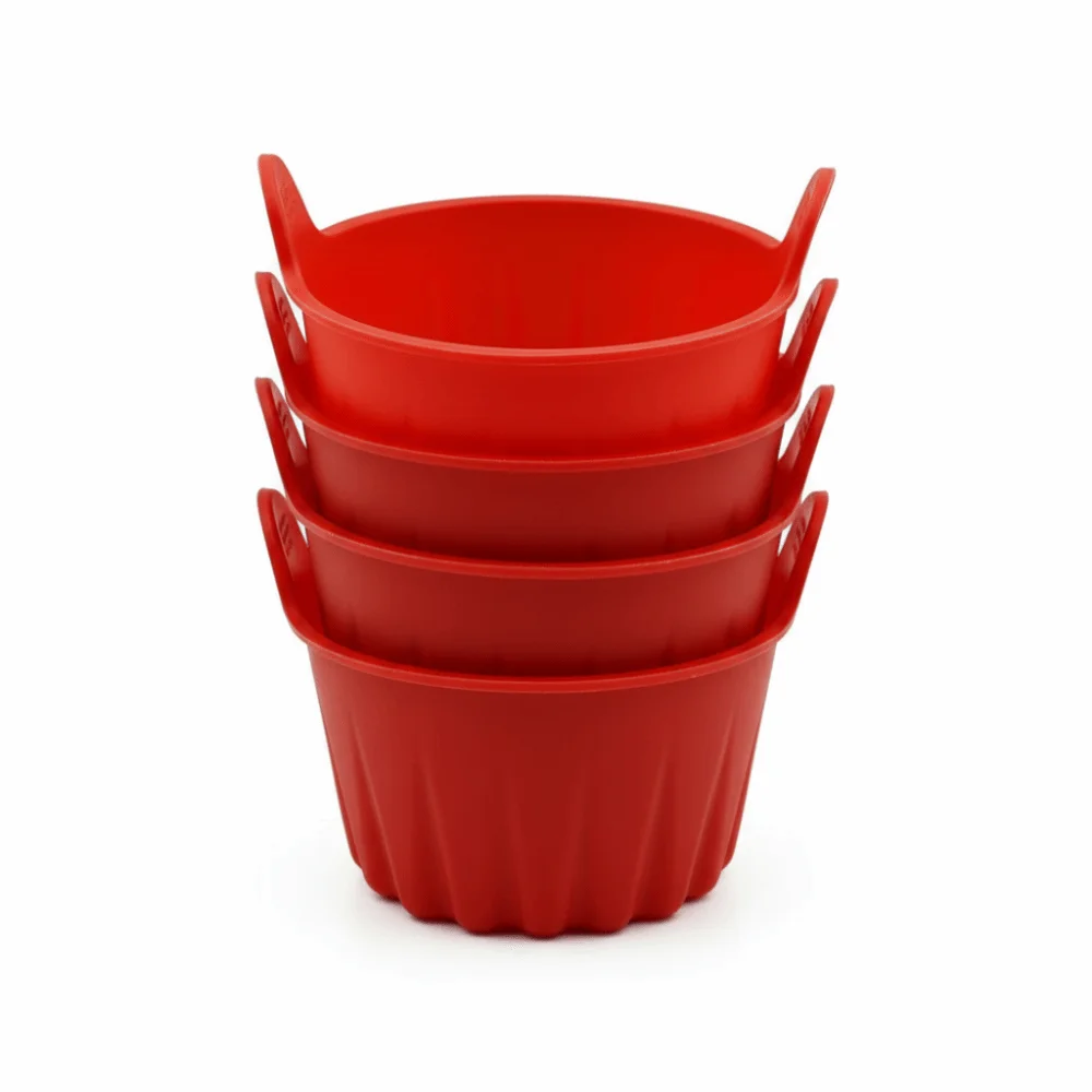 4 Pcs Reusable Silicone Baking Molds Non-Stick Oil-Free Silicone Baking Mold Dishwasher Safe Muffin Cup Mold Steamer