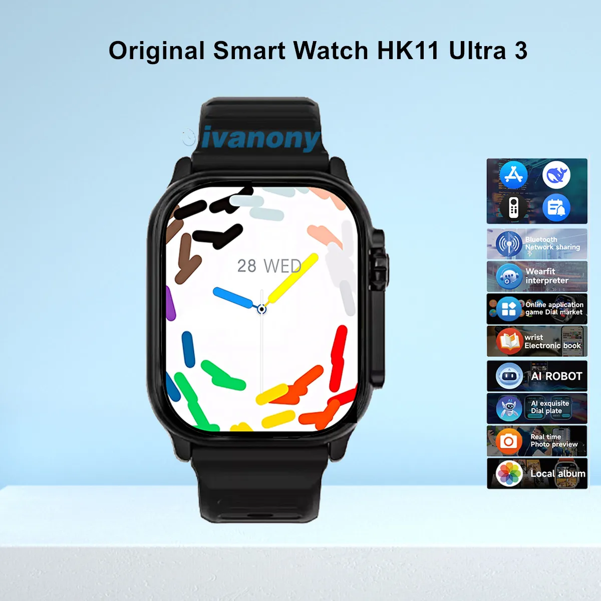 Original Smart Watch HK11 Ultra 3 49mm Amoled Screen 4GB/ROM Bluetooth Call Compass AI Voice Assistant Smartwatch for Android IO