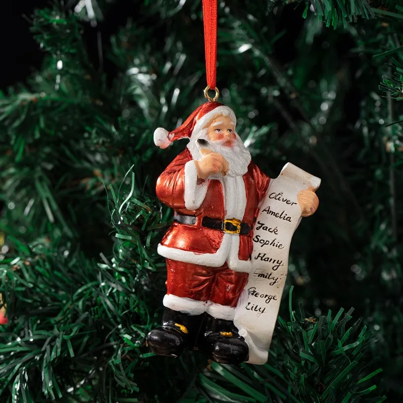 

2025 New Christmas Tree Pendant Santa Claus Wishlist Pendant Decorative Doll Home Desktop Pendant Resin Ornament Home Decoration