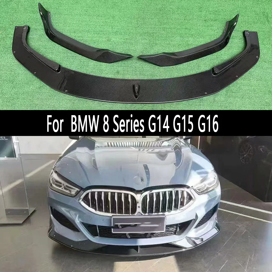 

Для BMW 8 серии G14 G15 G16: карбоновый спойлер-диффузор на передний бампер, накладка на передний бампер (стиль AC), обвес