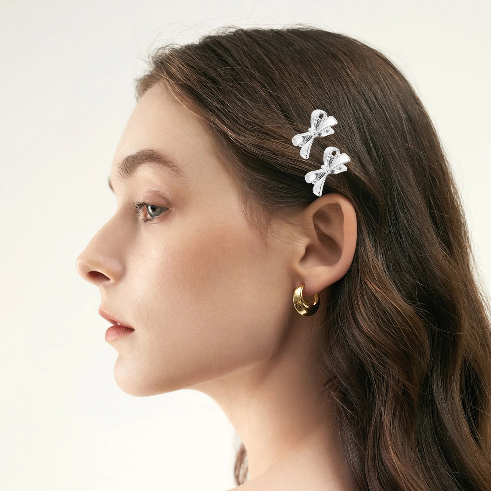 60 قطعة مقاطع الشعر Bowknot الفضة دبابيس الشعر الصغيرة الأنيقة للنساء الفتيات الانفجارات الصغيرة مخلب كليب الزفاف حفلة موسيقية اكسسوارات #4