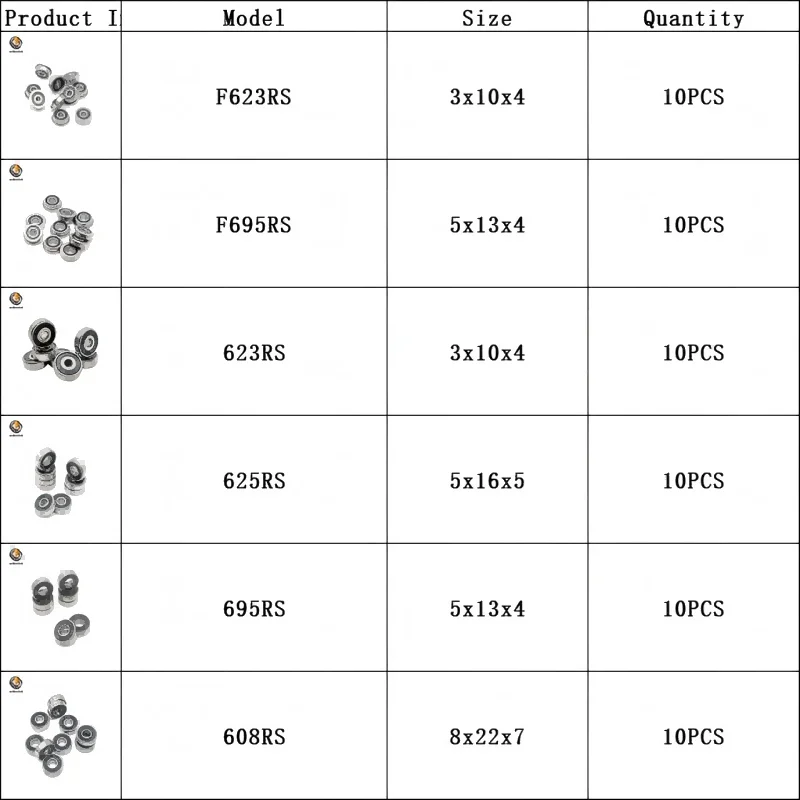 

10Pcs F623 RS Bearing for VORON 0ABEC-7 Voron 3D Flanged Bearing F623-RS Ball Bearings F623RS 3D Print Bearings 3x10x4 Mm