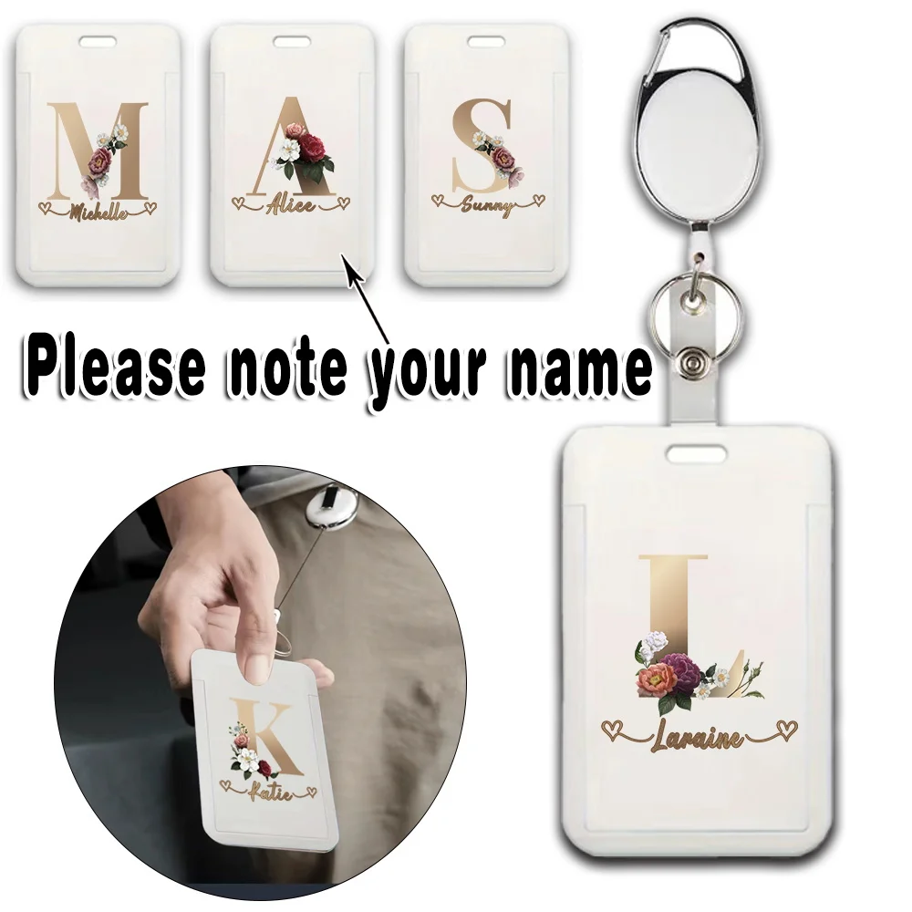 

Customized Name ID Name Badge Holder Retractable Keychain Clip Durable Personalized Card Holder Business Security Protector DIY