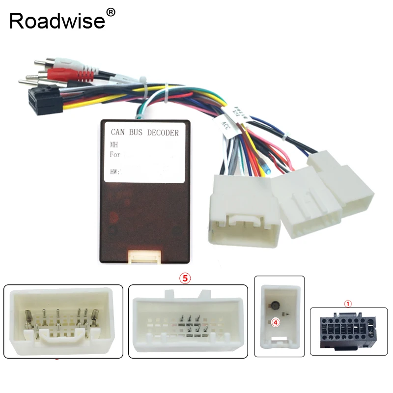 Roadwise Car Audio DVD Player 16PIN Android Power Cable Adapter Canbus Box For Toyota Prado/Sequoia/Lexus 330/350 Wiring Harness