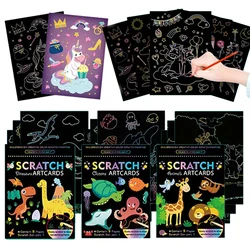 Children Scratch Painting Set Cartoon Colorful Card DIY Drawing Toys Early Education Template Art Supplies Birthday Gifts TMZ