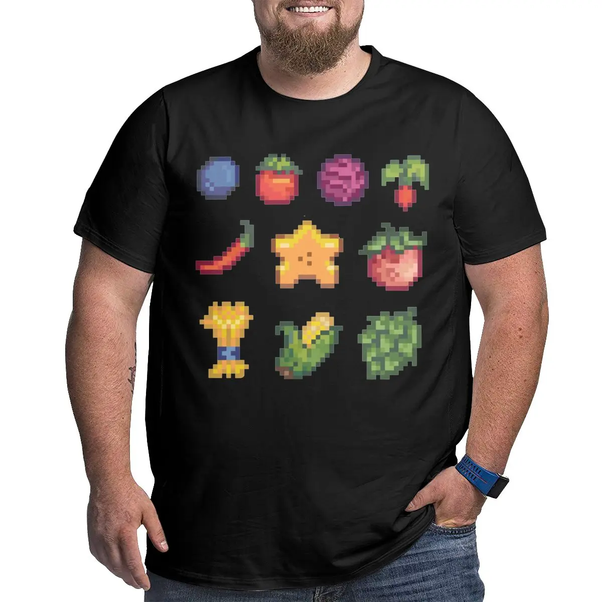 

Men's Summer Crops Set Stardew Valley vintage T Shirts 100% Cotton printed graphic Crewneck Big Tall Oversized 4XL 5XL 6XL