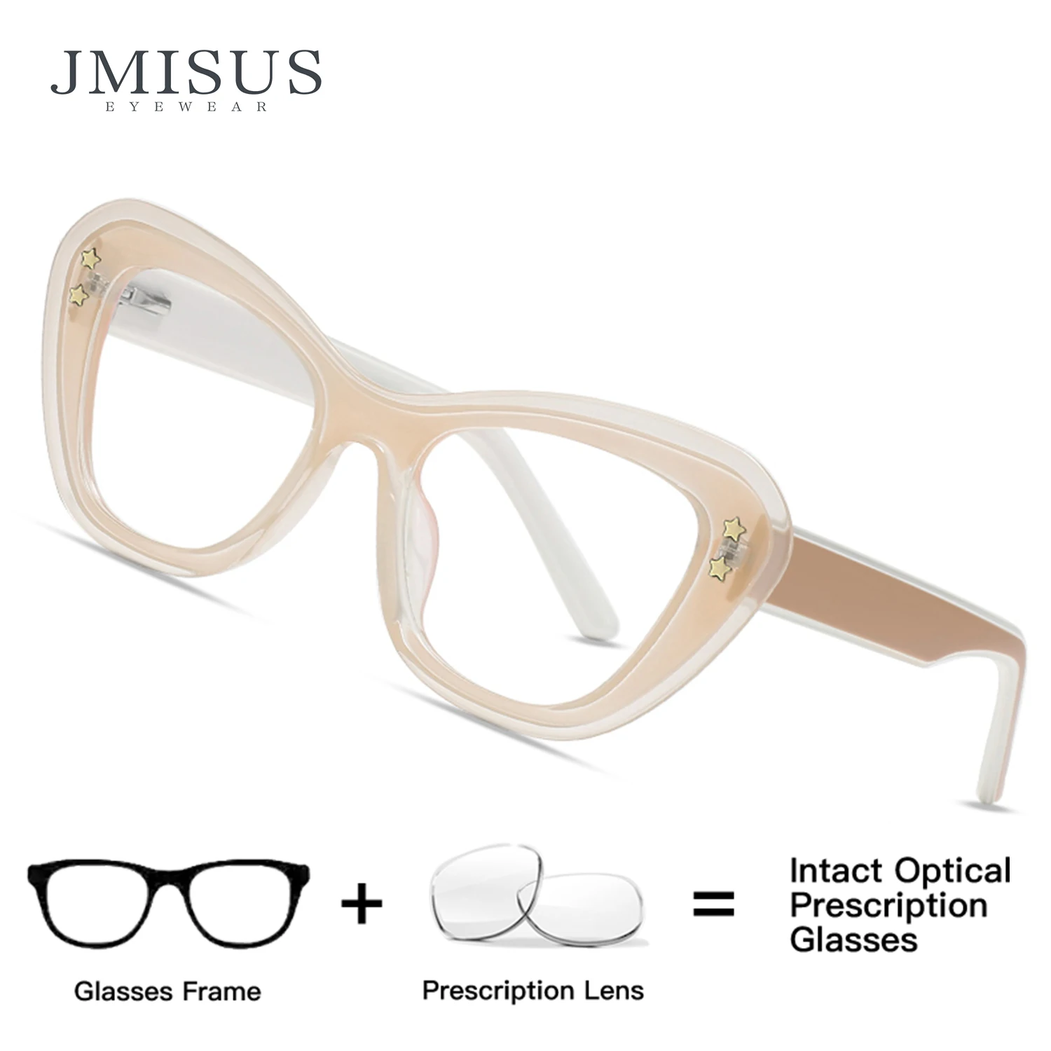 

JMISUS Custom Women's Butterfly Prescription Eyeglasses Retro Cat Eye Frame Photochromic or Polarized Lenses Option