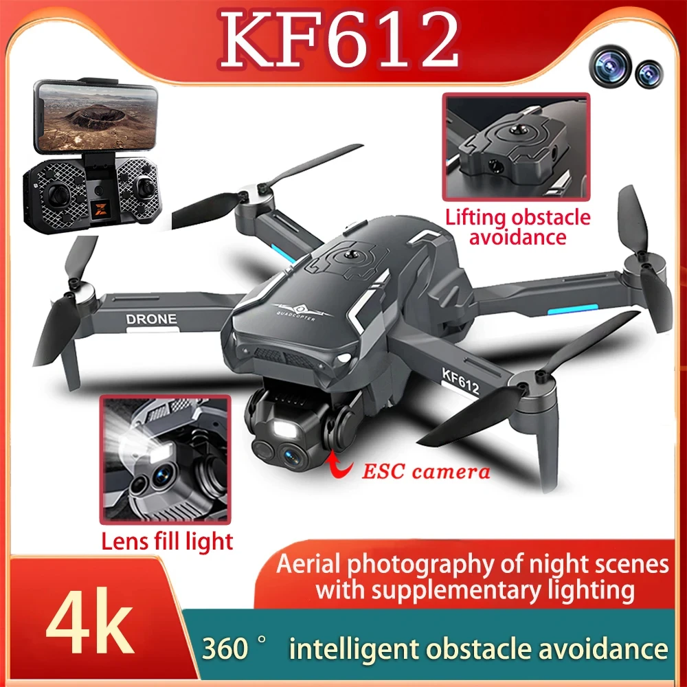 New KF612 Professional Drone 360 ° Lifting Obstacle Avoidance 4K High-Definition Dual Camera with Supplementary Light Drones Toy