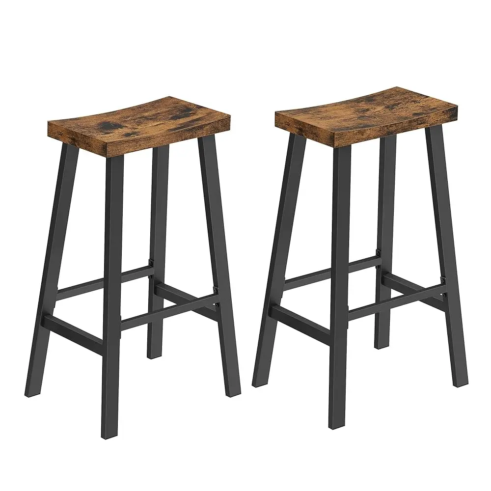 

Bar Stools Set Of 2, Counter Height Stools, Bar Chairs With Footrest, 29.1 Hes Tall Kitchen Breakfast Stools, Industrial,