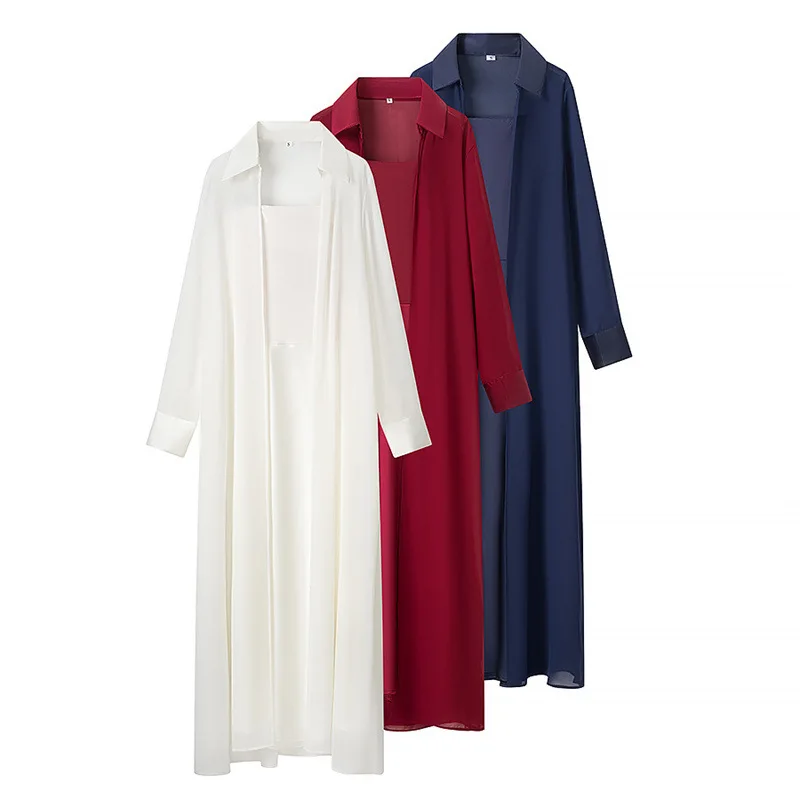 

Withered European And American Style Women's Fashion Temperament Elegant Solid Color Long Sleeved Cover Up Set
