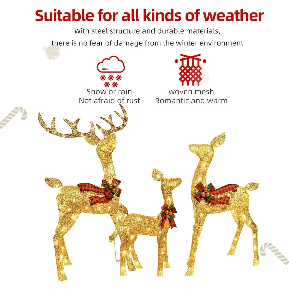 5Ft Lighted Christmas Deer , Large Outdoor Yard Reindeer Holiday Decoration,Lighted Deer Set for Indoor Christmas Decor