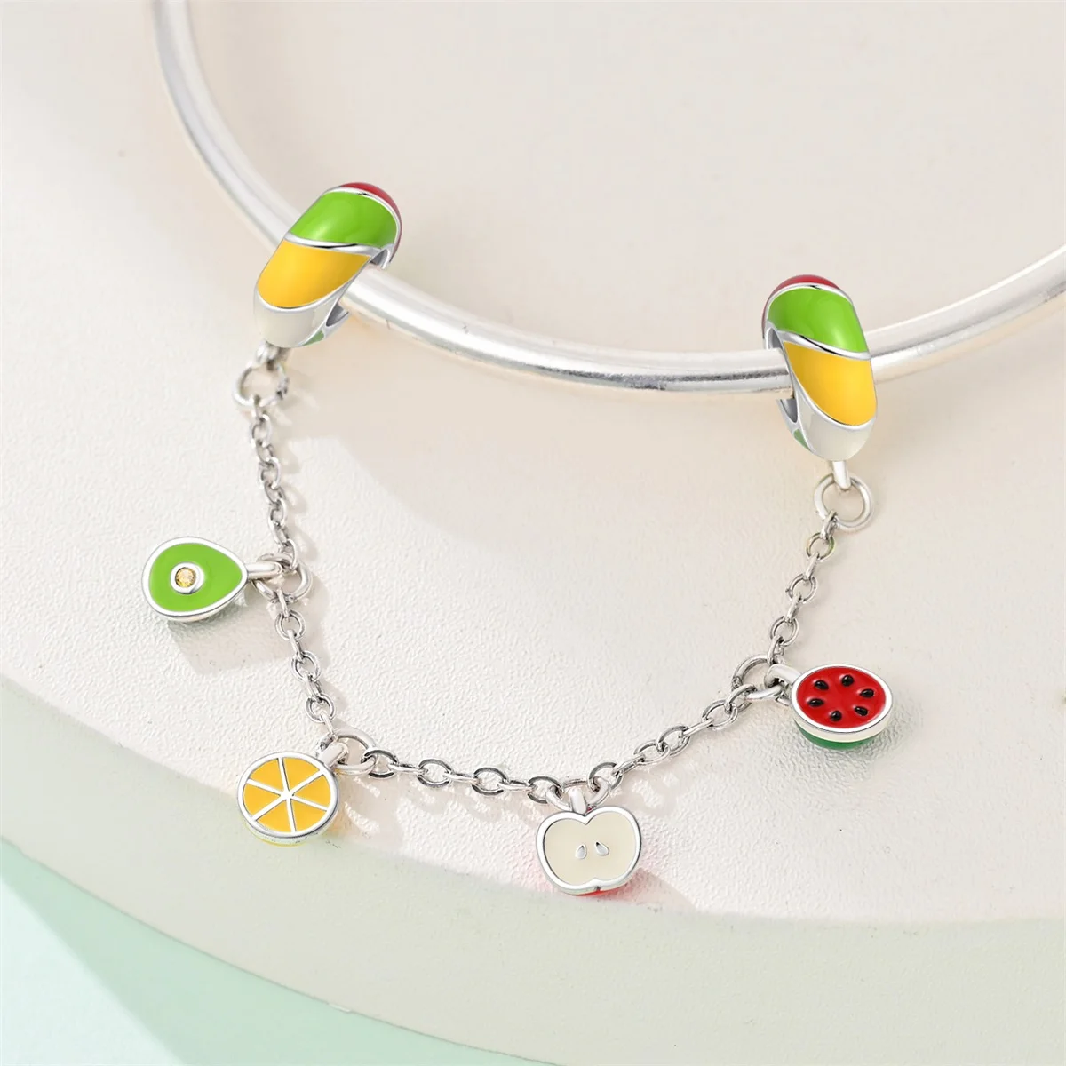 High-Quality 925 Sterling Silver Fruit Sailboat Bee Star Moon Palm Safety Chain Fit DIY Bracelet Necklace Protective Accessories