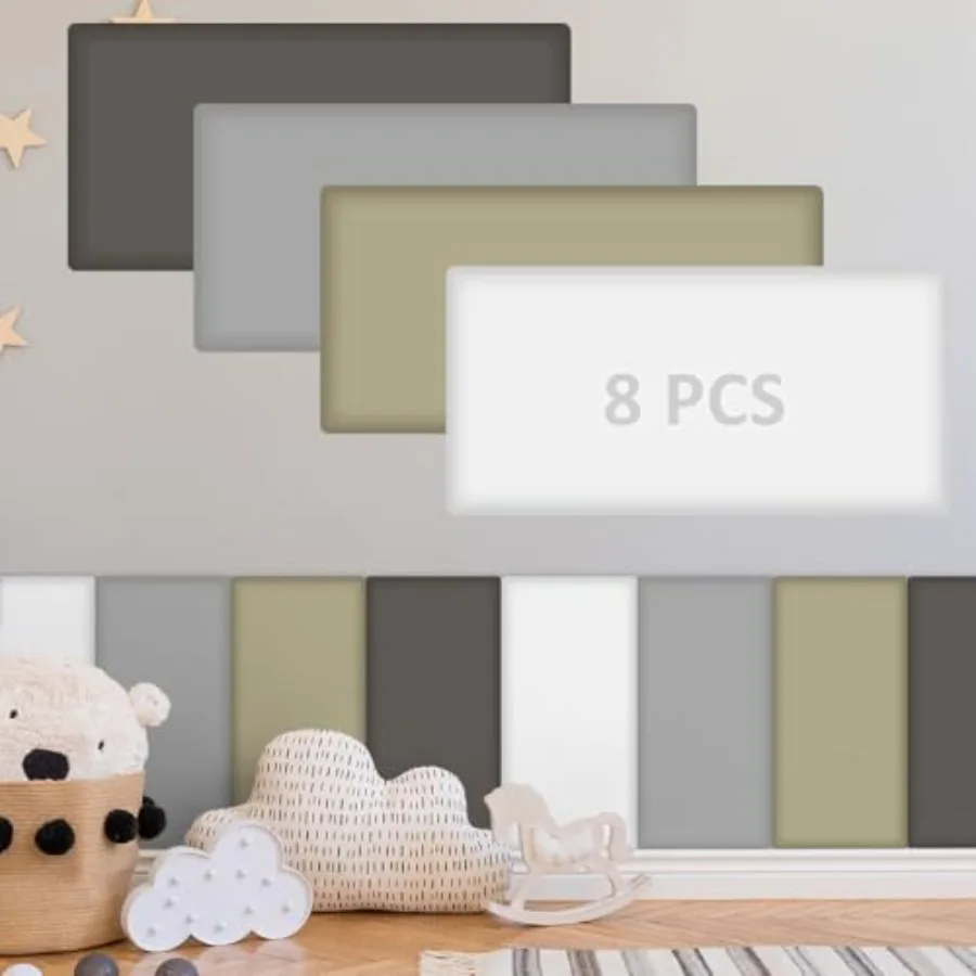 Pack Wall Padding for Playroom Peel and Stick Headboard 3D Anti Collision Upholstered Wall Panels Self Adhesive Headboard Panel