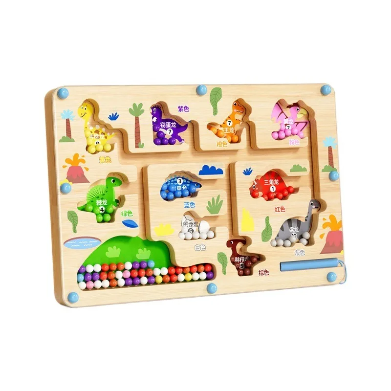 Jeux de tri de couleurs magnétiques Montessori, planche de labyrinthe, stylo, jeux de perles mobiles, contrôle en bois, jeu sensoriel, jouets éducatifs pour enfants