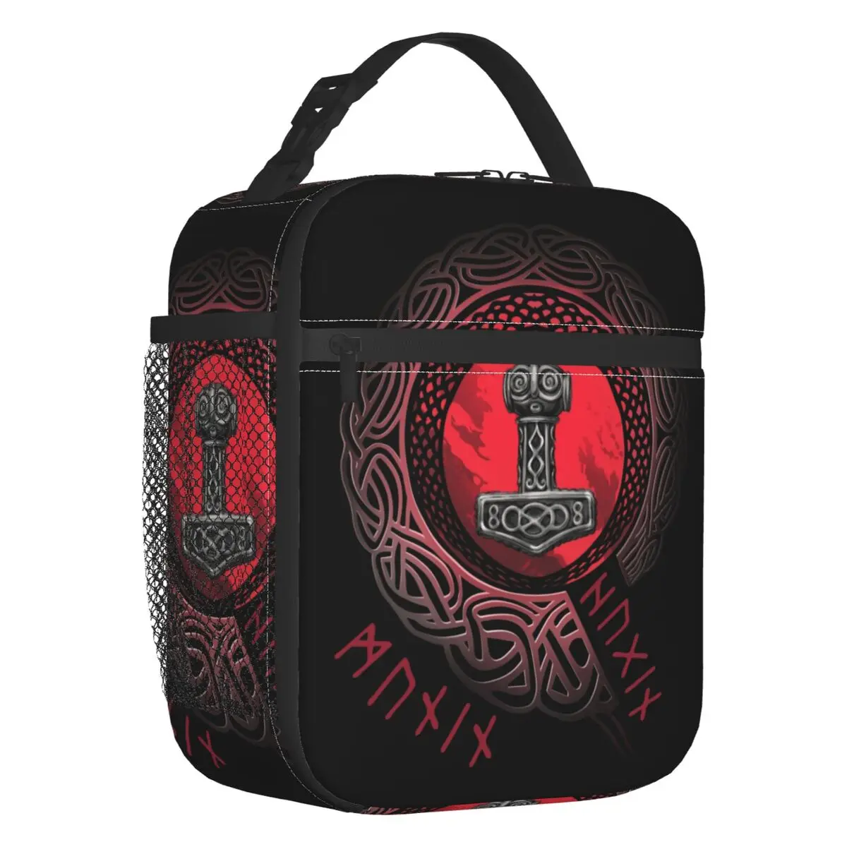 Viking Runes Thor Mjolnir Resuable Lunch Box Norse Valhalla Odin Cooler Thermal Food Insulated Lunch Bag School Children Student