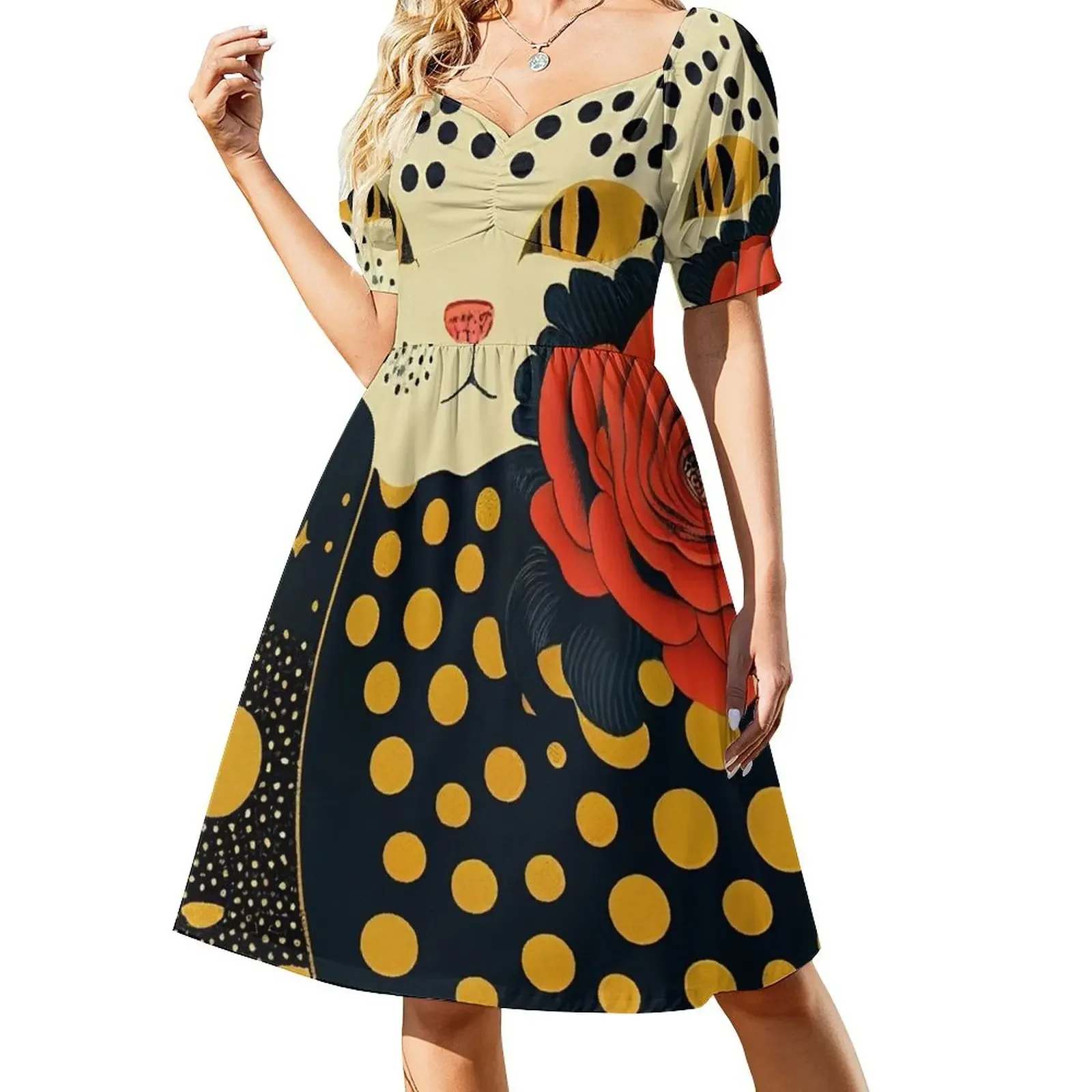 

Yayoi Kusama Cat Short-Sleeved Dress women's clothing trend 2025 dresses for official occasions dresses for women