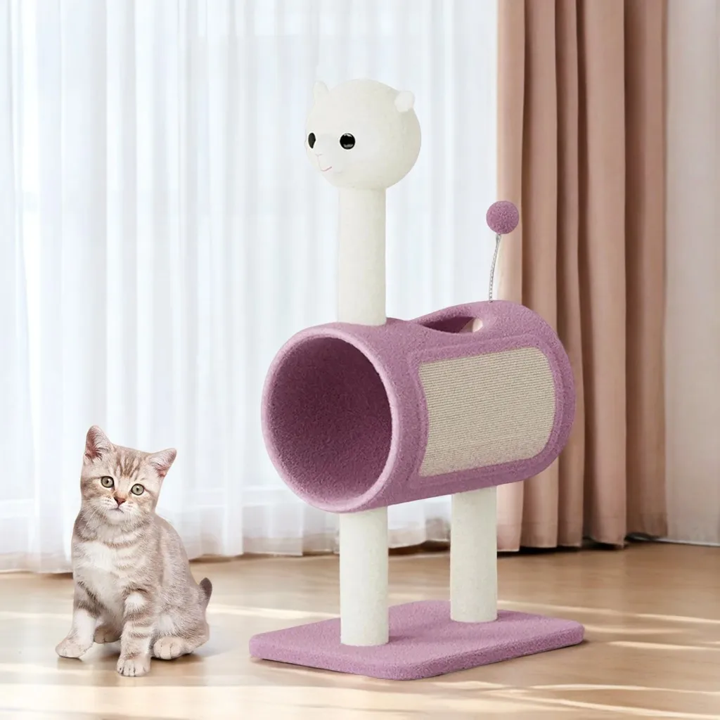 Cat Tree for Indoor Cats Cat Condos Modern Cute with Dangling Ball Alpaca Shape Stable Grind Claws Cratching Cat Towers Pets Vca