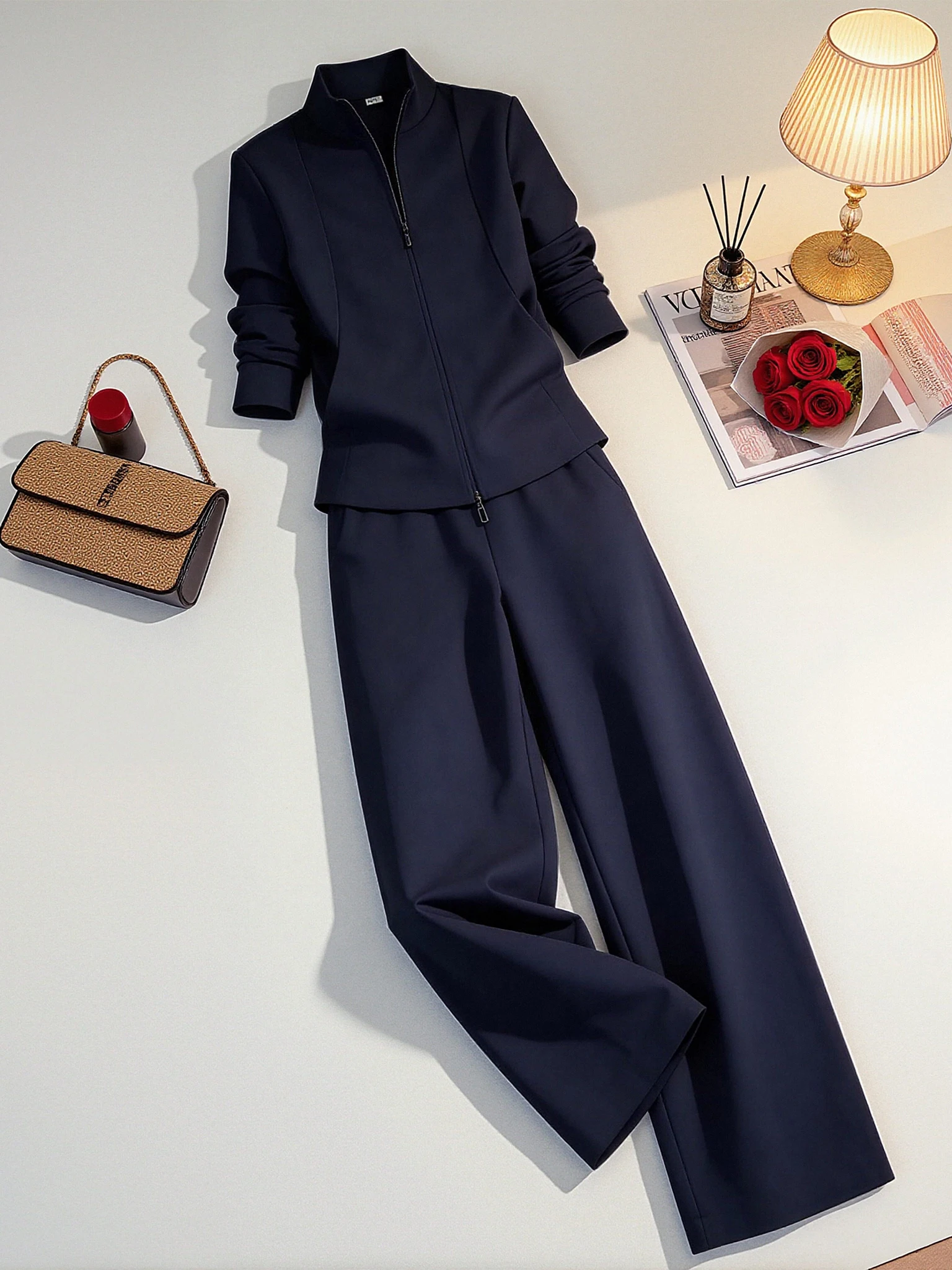 

Korean Sle Casual Sportswear Set Women's Spring Autumn Faion Slimming Sweatirt Two Piece Set Trendy Anti-Wrinkle