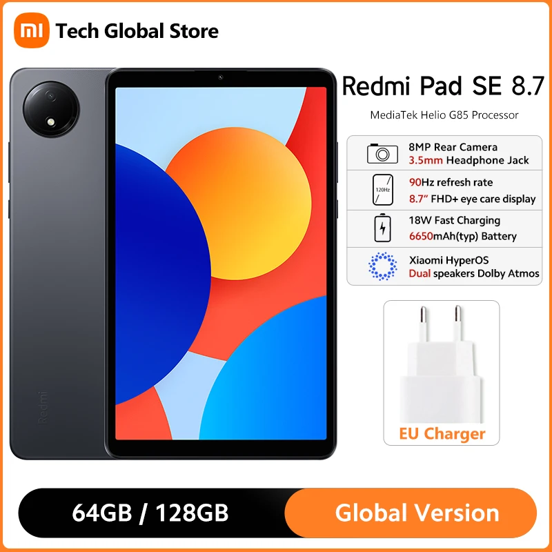 الإصدار العالمي من Xiaomi Redmi Pad SE 8.7 6GB 128GB MediaTek Helio G85 ثماني النواة 8.7 "90 هرتز FHD + عرض بطارية 6650 مللي أمبير في الساعة Mi Tablet