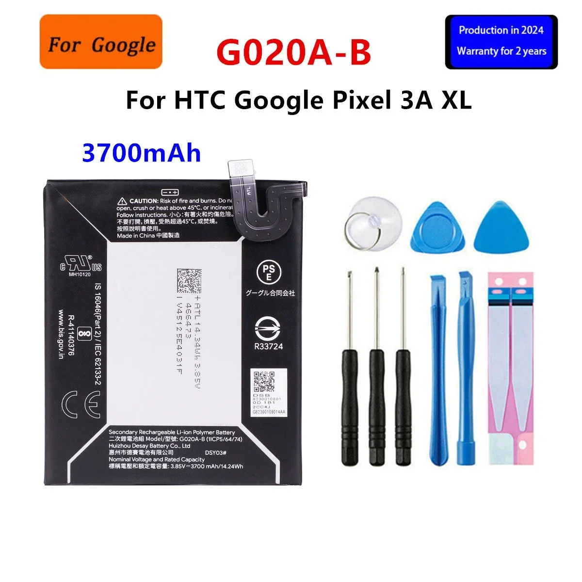 100% Orginal G020A-B 3700mAh Replacement Battery For HTC Google Pixel 3A XL Mobile Phone Batteries+Tools