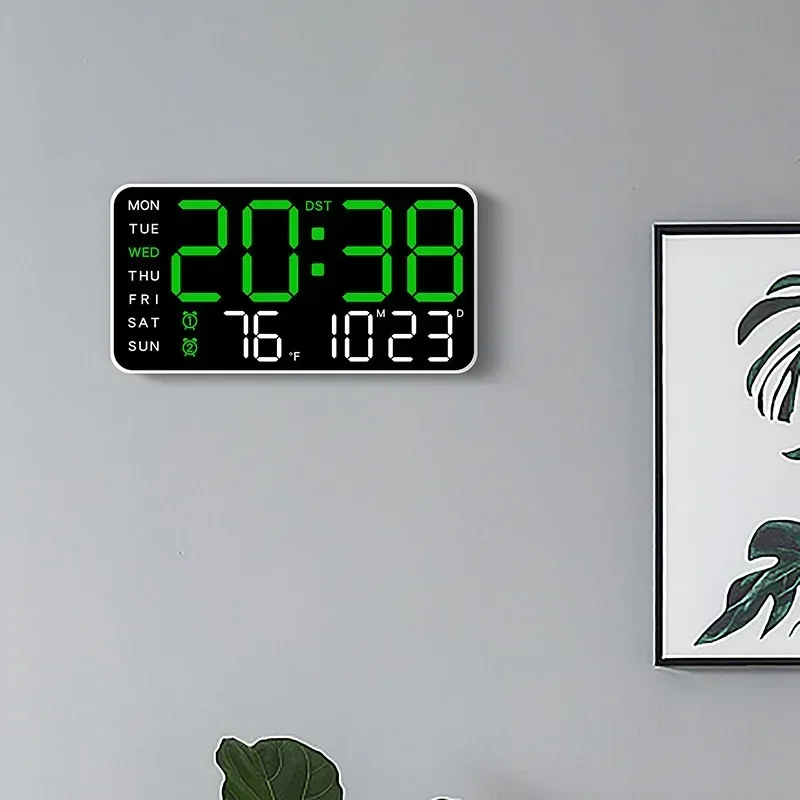 Multi Functional Digital Wall Clock , Desk Clocks with Temperature, Date, LED Digital Alarm Clock for Bedroom Living Room Office