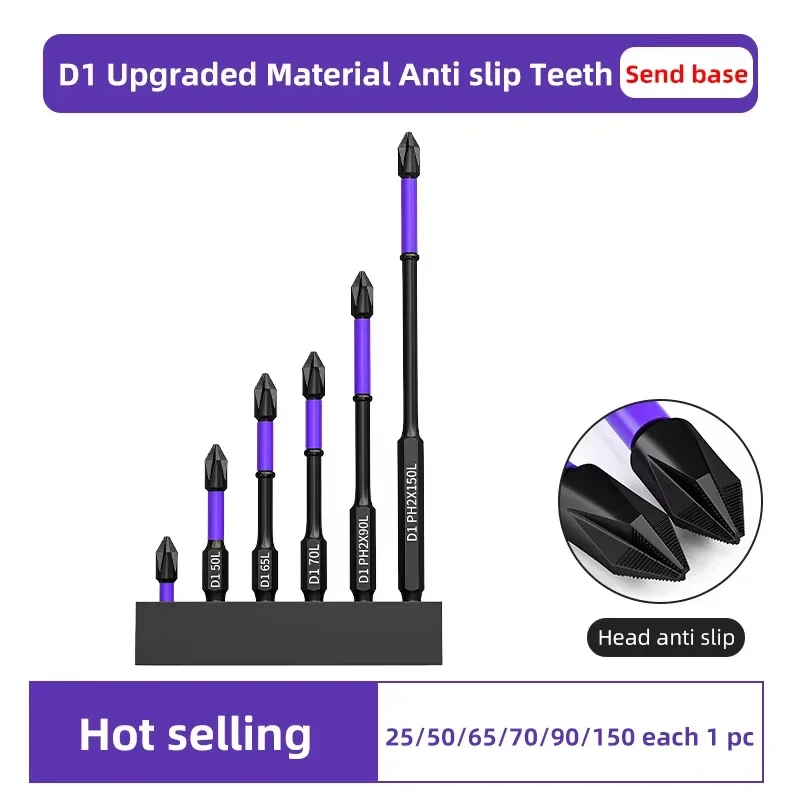 6PCS Magnetic Screwdriver Bits Set PH2 High Hardness Anti-Slip Cross Head 1/4" Hex Shank for Electric Hand Drill 25-150mm view 3