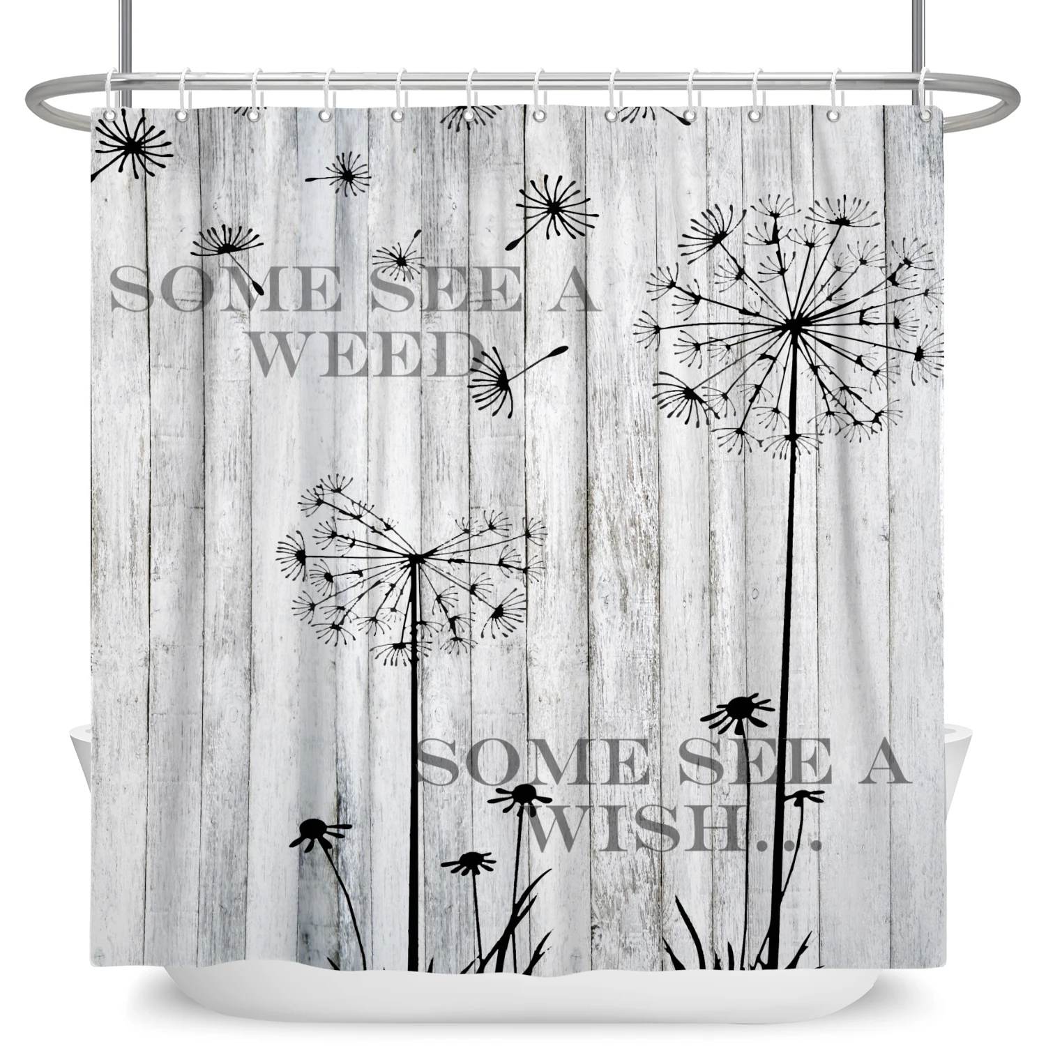 Dandelion Flowers Shower Curtain Modern Nordic Minimalist Waterproof Polyster Home Decor Bathroom Curtain with Hooks