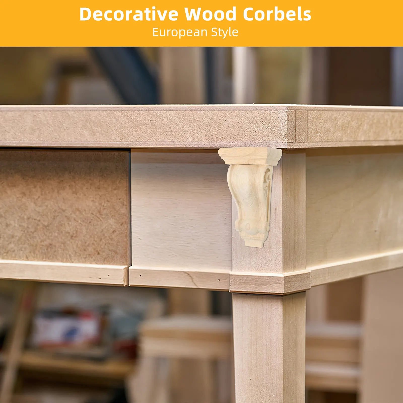 

2 шт. неокрашенных деревянных декоративных резных кронштейнов для каминной полки, углового декора шкафа в стиле фермерского дома, для обновления интерьера