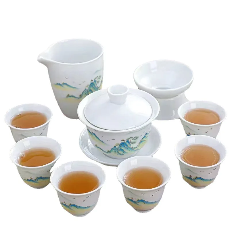 Ceramic Kung Fu Tea Set Creative Guochao Complete Tea Set Company Business Festival Gifts