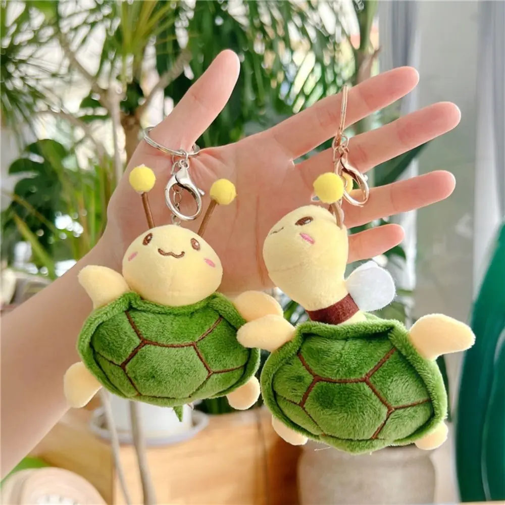 Turtle Removable Bee Tortoise Plush Pendant Cartoon Design Ugly Turtle Plush Keyring Cute Personality Turtle Plush Keychain