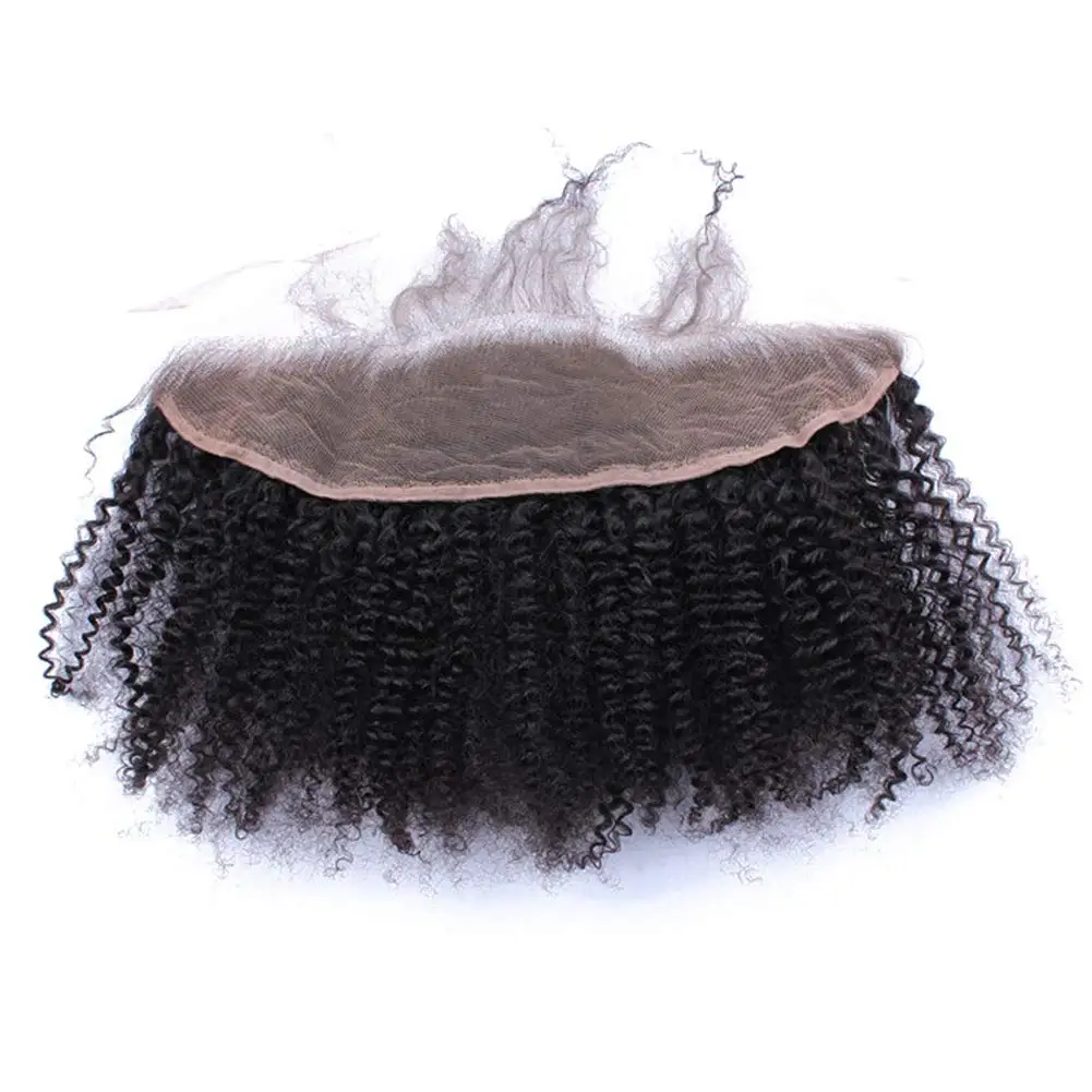 الأذن إلى الأذن 13x4 أعلى إغلاق الدانتيل أمامي كامل المنغولية الأفرو غريب شعر بشري مجعد الدانتيل الجبهة مع شعر الطفل جزء مجاني