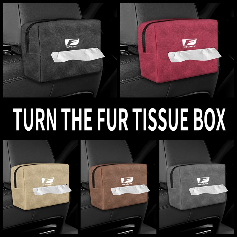 1pc Imitation Deer Skin Car Tissue Box Rear Seat Armrest Organizer Drawer Container Bag For Lexus F SPORT LFA ISF GSF RCF NX IS