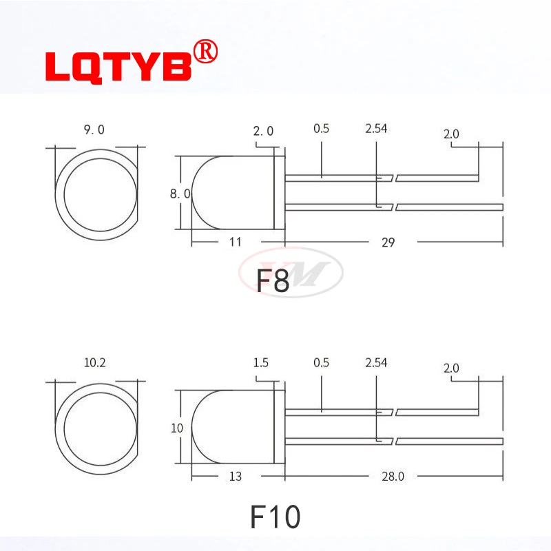 100/500/100pcs F8-F10 Super Bright single light-emitting diode 8-10mm LED red-green-blue-yellow-white hybrid