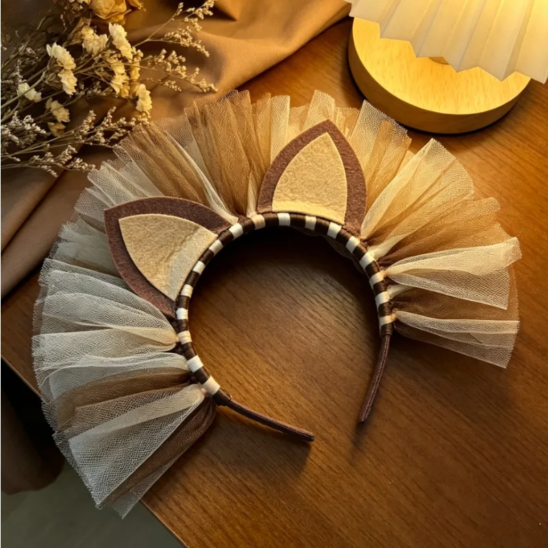 

Mesh Lion Headband Kids Cute Style Accessories Stage Show Performance Birthday Party Lightweight Props Girl Boy Hair Decoration