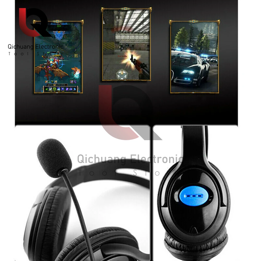 Headphones 3.5mm Wired Gaming Headset Earphones Music For PS4 Play Station 4 Game PC Chat computer With Microphone 120° Rotation