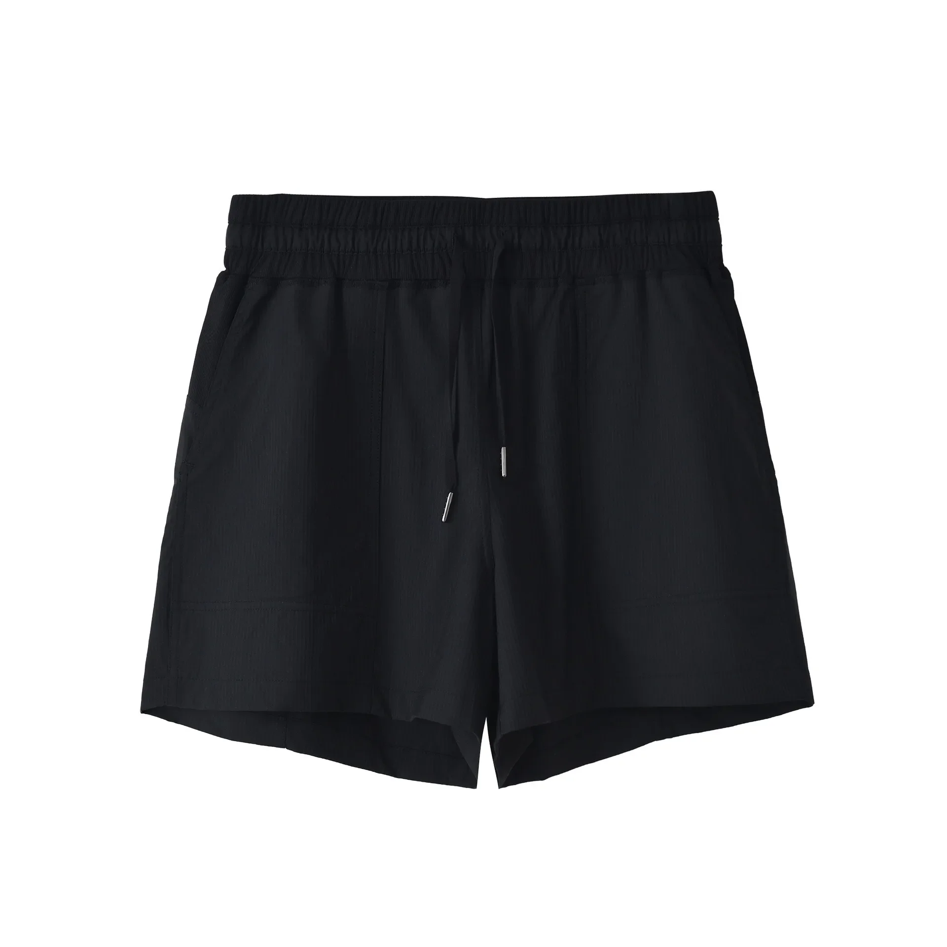 Limão-Shorts esportivos femininos para estúdio de dança de cintura alta, calções casuais femininos de fitness, bolsos elásticos, solto, 3,5 polegadas, verão