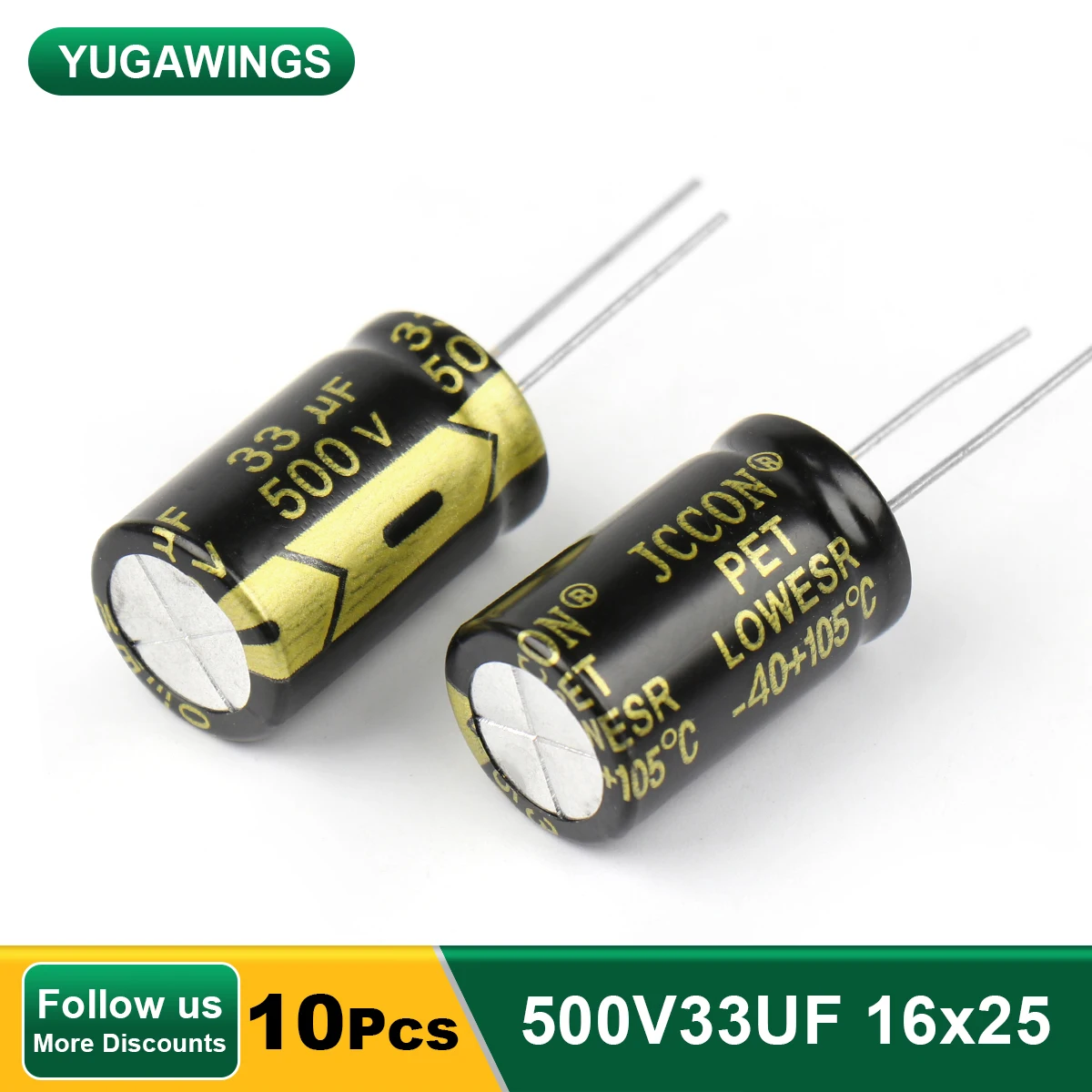 

10Pcs 500V33UF 16x25 Aluminum Electrolytic Capacitor High Frequency Low ESR ±10% 2000Hours 105℃ DIY Electric Capacitors