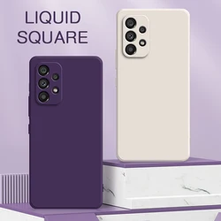 Official Square Liquid Silicone Phone Case for Samsung Galaxy A13 A23 A33 A53 A73 5G Soft Waterproof Mobile Back Covers Carcasas
