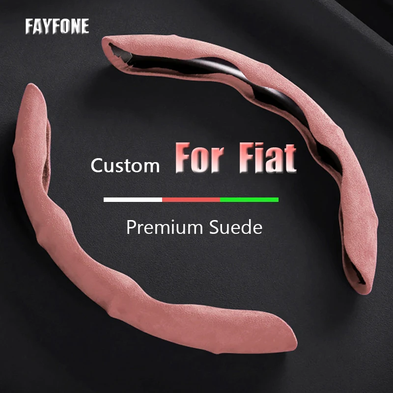 

2PCS Suede Leather Car Steering Wheel Cover Booster Cover For Fiat 500 Grand Punto Fiat Abarth 595 X290 Bravo Perla Accessories