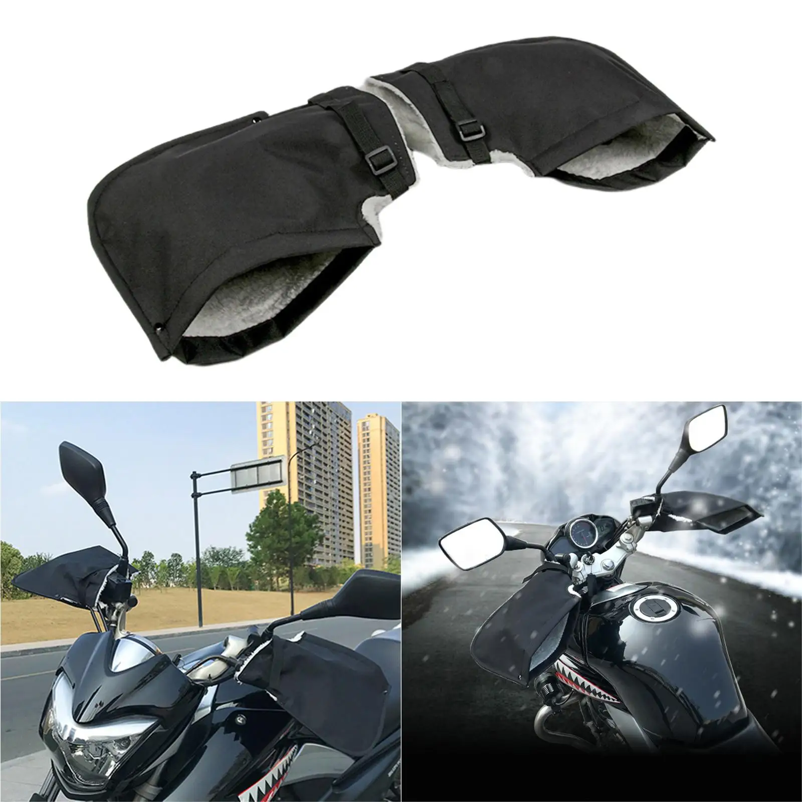 Windproof Motorcycle Gloves Men’s Winter Handlebar Mittens Oxford Cloth Covers for Bike and Snowmobile