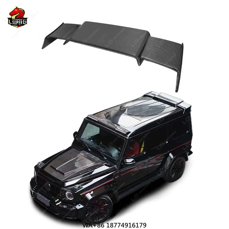 

Спойлер по хорошей цене для W464 Передний спойлер из углеродного волокна в стиле B W464 G Class G63 G65 G500 со светодиодными ходовыми огнями на крыше